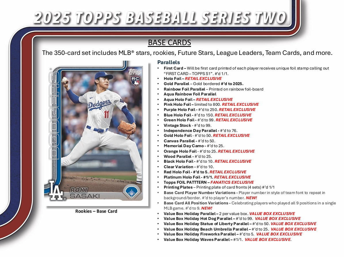 Topps 2025 Series 2 Baseball Value Box