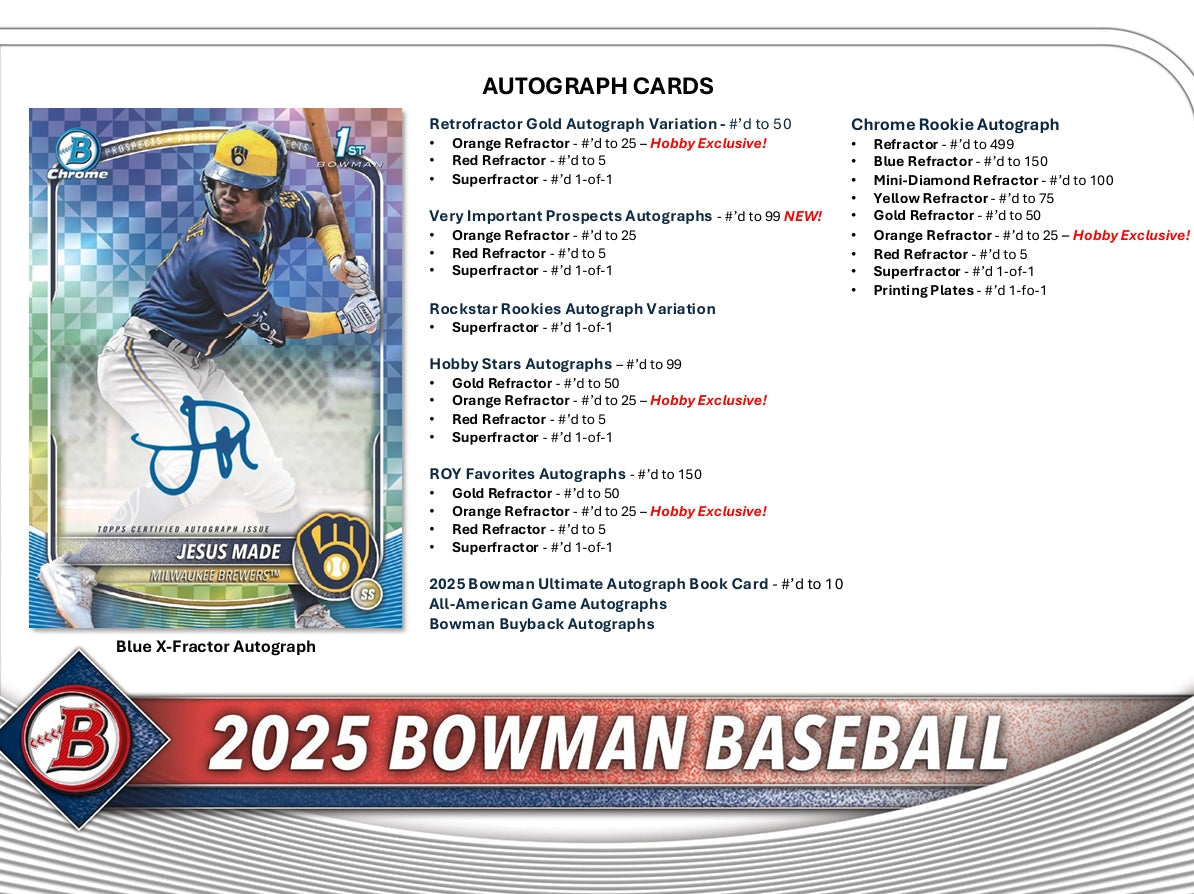 Bowman 2025 Baseball Hobby Box