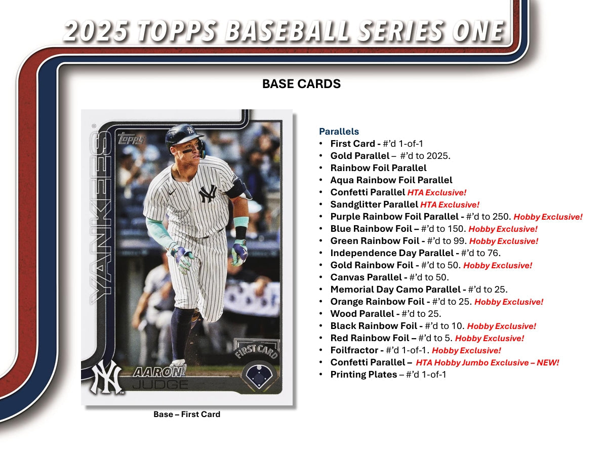 Topps 2025 Series 1 Baseball Hobby Box