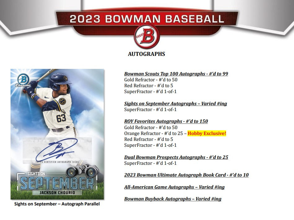 Bowman 2023 Baseball Hobby Box