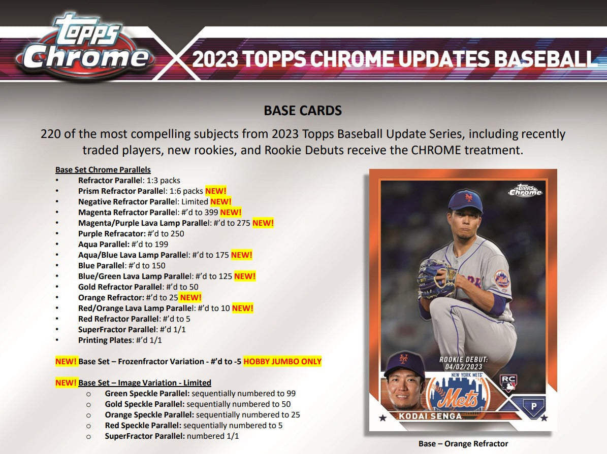 Topps Chrome Update Series Baseball Jumbo Box - 2023 Edition