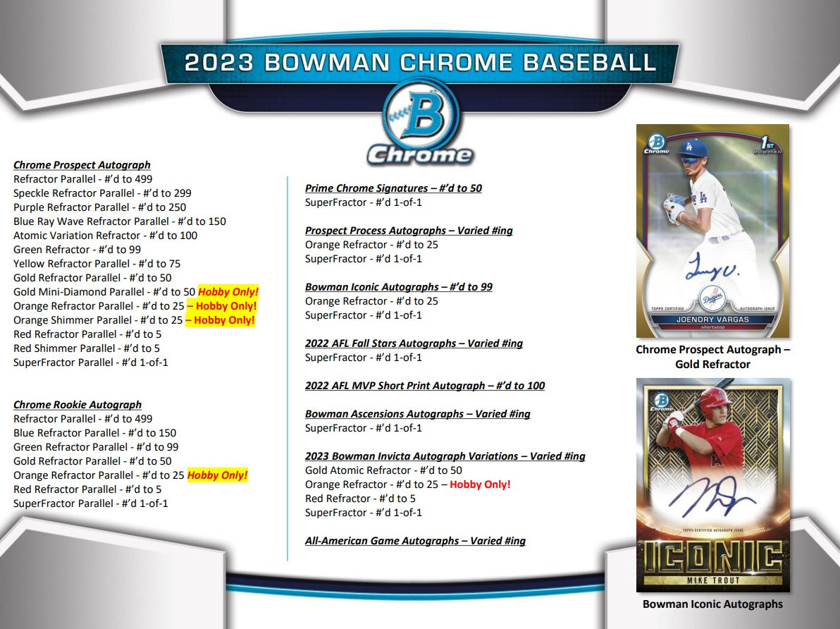 Bowman Chrome 2023 Baseball Hobby Box