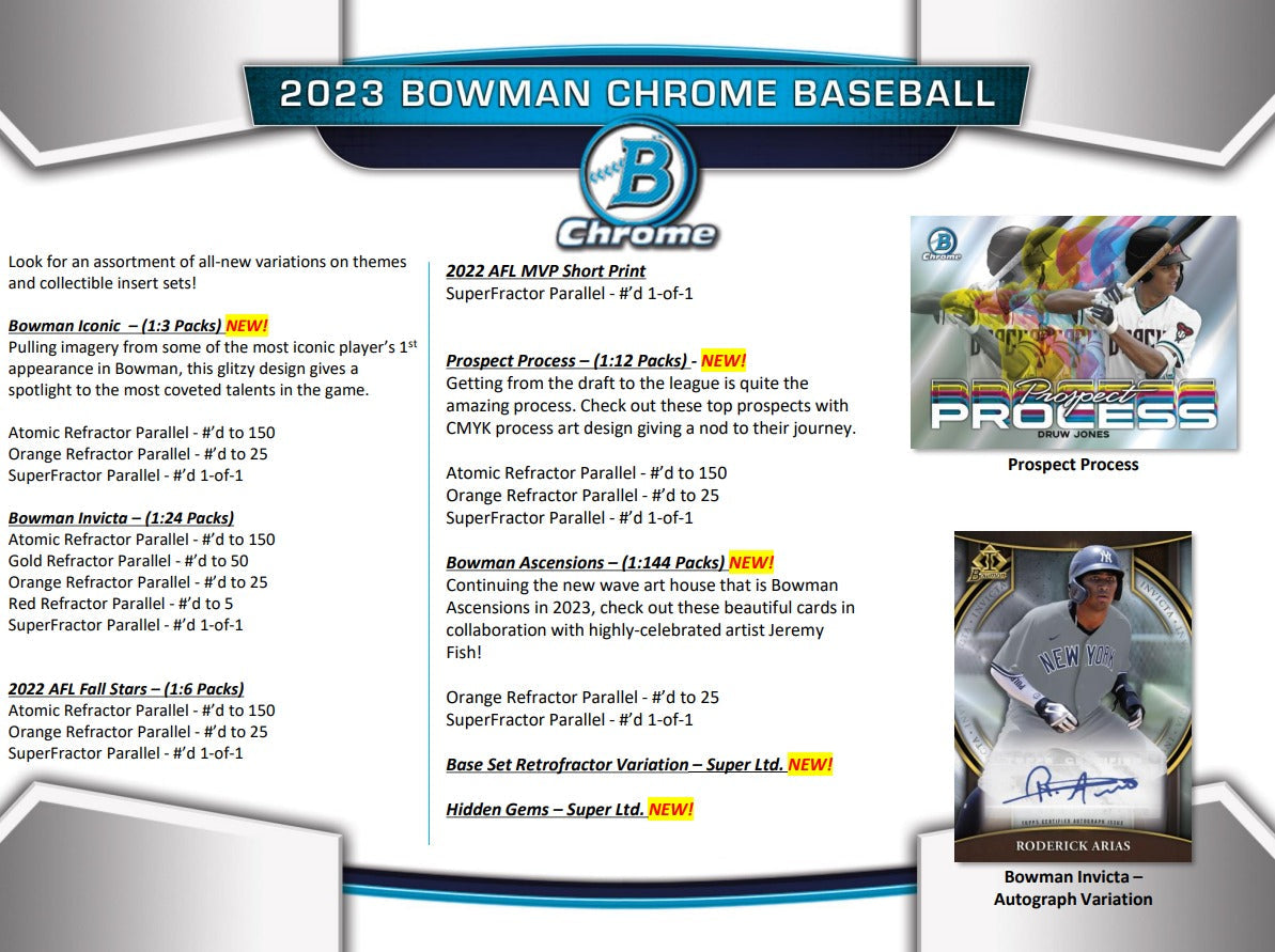Bowman Chrome 2023 Baseball Hobby Box